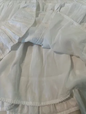 Anthropologie White Eyelet Ruffled Button-Front Dress thumbnail 4