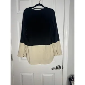 RAG & BONE Two Toned Black Cream Color Block Snap Front Blouse‎ Size S thumbnail 2