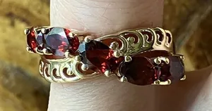 Natural Red Garnet Sterling Silver Ring Size 6.75 thumbnail 1