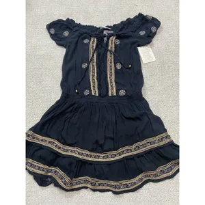 Boston Proper Black Embroidered Beaded Mini Floral Dress Scoop Neck Size S thumbnail 16
