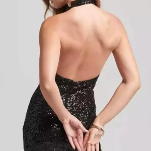 NWT Jada Halter Neck Sleeveless Black Sequin Dress thumbnail 3
