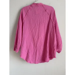 Aerie Oversize Women's XS Pool To Party Hot Pink Gauze Cover‎ Up Button Up Shirt thumbnail 4