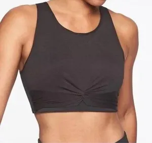 Athleta Women Black Twist Front Crop Top Athletic Top Size Medium T0999 thumbnail 1