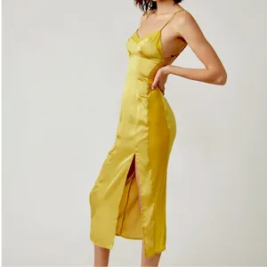 💛FREE PEOPLE City Cool Midi Slip Dress, Boho Chic Yellow Gold Boho Chic SMALL thumbnail 7