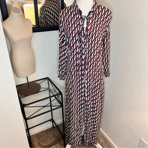 ZARA Geometric Print Midi Dress Multicolored Size Medium‎ thumbnail 6