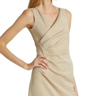 CHIARA BONI LA PETITE ROBE Aliki Metallic Sheath Gown Gold Shimmer 40 NWT thumbnail 4