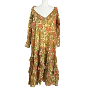 Free People Garden Wonders Maxi Dress Retro 70s Bohemian Floral Size Large thumbnail 7