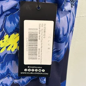 Club L London NWT Blue Floral Print Plunge Neck Maxi Dress - size 6 thumbnail 7