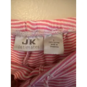 JK Intimates Pink White Striped Drawstring Capri Pajama Pants Women's Sz Small thumbnail 7