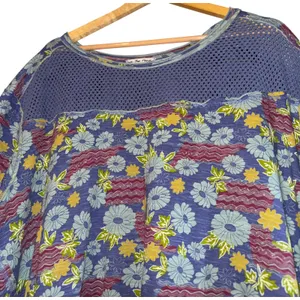Free People Beach Dreaming‎ Floral Top Women's Small Boho Mesh Oversized Retro thumbnail 3