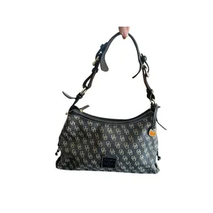 Dooney & Bourke Canvas Leather Hobo Shoulder Bag Vintage Y2K Monogram thumbnail 2