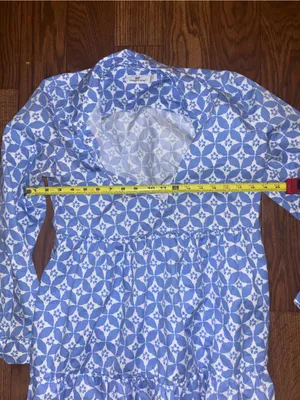 Lilly Pulitzer Vineyard Vines blue and white geometric print tiered midi dress size small thumbnail 4