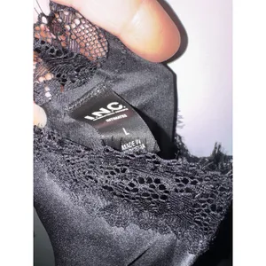 INC Black Silk Blend Lace Trim Slip Dress V-Neck Maxi Nightgown Slit Size XS NEW thumbnail 9