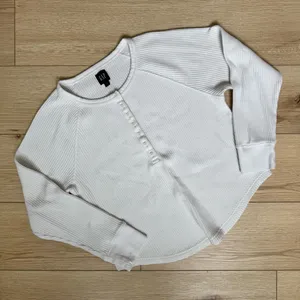 Gap Long Sleeve White Waffle Knit Thermal Top thumbnail 1