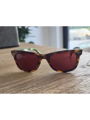 Ray-Ban Wayfarer RB2140 Sunglasses Tortoise Frame Red Lenses Italy Handmade thumbnail 7