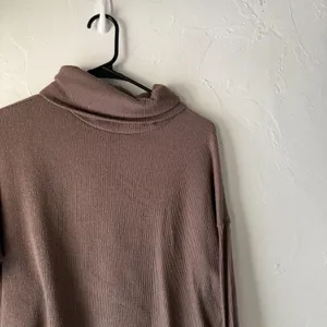 Gaze Sweater Y2k Small Brown Ribbed Knit Turtleneck Long‎ Sleeve Cropped Top thumbnail 2