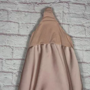 Light Pink Satin and Jersey Bodysuit with Cowl Neck and Adjustable Straps Med thumbnail 2