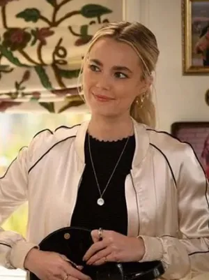 Celebrity Zara Satin Bomber Jacket Zip Down Cream XS thumbnail 1