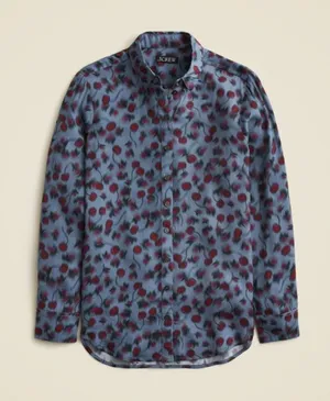 J. Crew Drapey Button-down Shirt Cherry Print Viscose Twill Blouse Small thumbnail 1