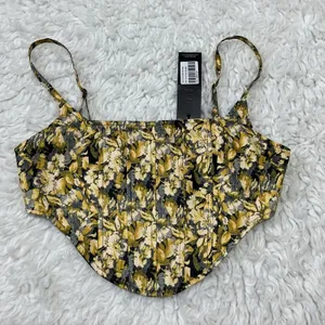 Lioness Tanis Corset 90's Brocade Floral Gold Black Structured Top Size M NEW thumbnail 1