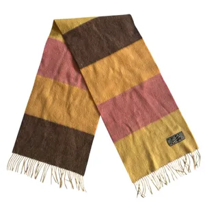 Vintage Cashmere Angora Wool Chunky Fringe Scarf Chocolate Brown thumbnail 4