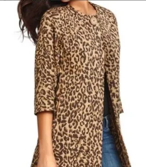 Carol Anderson Invitation Estate Cheetah Jacket Coat XS Mid Length One Button thumbnail 1