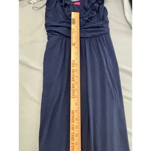 Lilly Pulitzer Navy Blue‎ Ruffle V-Neck Maxi Dress XS Jersey Knit Sleeveless thumbnail 8