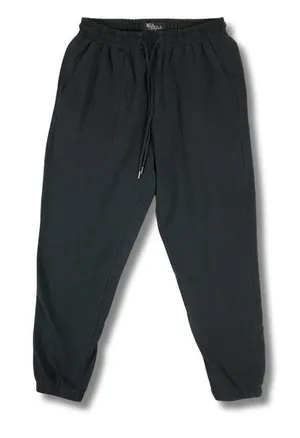 Black Elastic Waist Lightweight Joggers Pants SMALL thumbnail 1