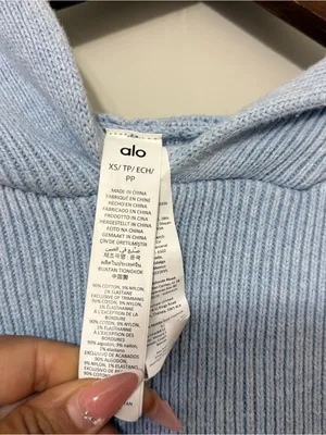 Alo Yoga Scholar Hooded Sweater Blue XS Oversized Ribbed Knit Hoodie thumbnail 5