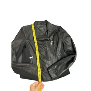 Women's S Andrew Marc New York Womens Black Leather Off Center Zip Jacket Coat p thumbnail 11