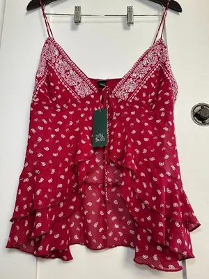 Wild Fable Red Paisley Bandana Rhinestone Cami Tank Top Medium NWT thumbnail 10