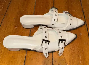 White Flats with Buckle Detailing Size 9 thumbnail 1