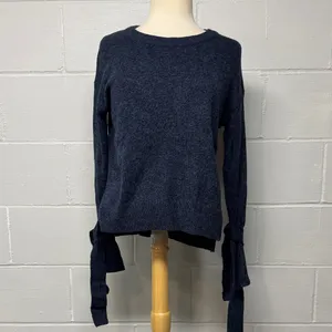 Madewell Marled Baltic Blue Tie Cuff Pullover Sweater Size XXS thumbnail 3