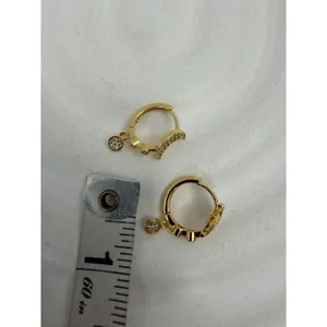 Sun Moon Huggie Hoop Earrings 18K Gold PVD Stainless Steel CZ Celestial Dangle thumbnail 7