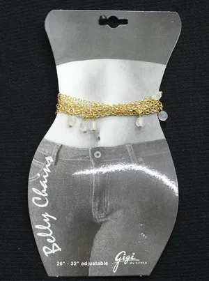 NWT Gigi Adjustable Bead Belly Chain Gold / Off White thumbnail 1