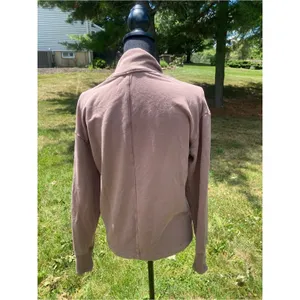 Athleta Coaster Luxe V-Neck Shawl Collar Sweatshirt Pullover Mauve Relaxed Fit thumbnail 3