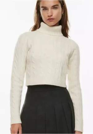 Aritzia Sunday Jones Cropped Cable Knit Turtleneck Cropped Sweater thumbnail 1