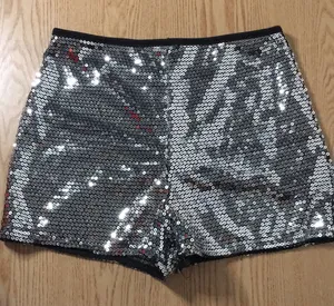 Womens Agaci Lined Sequins Stretchy Shorts Black Silver Size Medium thumbnail 1