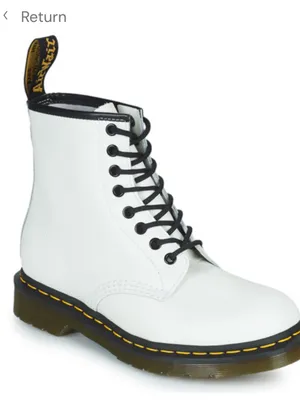 Dr. Martens White 1460 Leather Boot with Yellow Stitching thumbnail 1