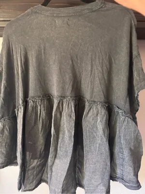 BDG Washed‎ Gray Ruffle-Peplum Crop Top thumbnail 4