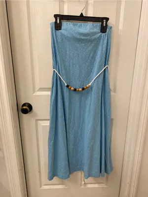 Free People Beach Strapless Light Blue Midi Dress thumbnail 3