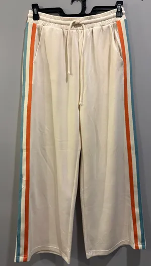 JODIFL Striped Detail Quarter-Zip Pullover and Straight Leg Sweatpants Matching Set Cream Multi thumbnail 13