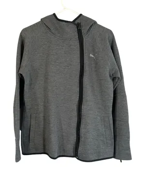 Puma Gray Full Zip Hooded Cozy Cotton Blend Athletic Casual Jacket Women Sz M thumbnail 1