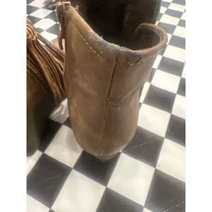 Shiekh Sbicca Women Brown Fringe Wedge Ankle Boots Boho western Side Zip Size 9 cowboy thumbnail 5