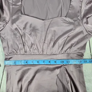 AREA‎ STARS Lavender Satin Ruffle Slit Long Dress Square Neck Long Sleeve S thumbnail 9