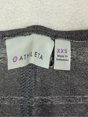 Athleta Womens XXS Gray Metallic Lurex Stripe 3/4 Sleeve Stretch Top 930305 thumbnail 4