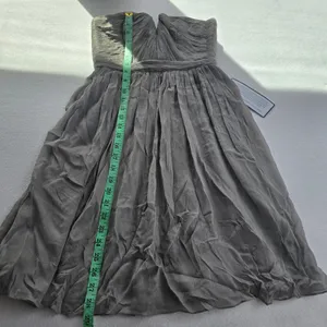 J. Crew NWT 47S Nadia Strapless Silk Chiffon‎ Dress Graphite Grey Notched Size 0 thumbnail 8