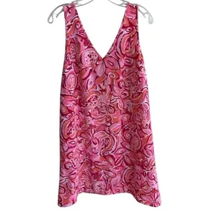 Lilly Pulitzer Pink Orange Floral Paisley V-Neck Sleeveless Shift Dress Size 6 thumbnail 2