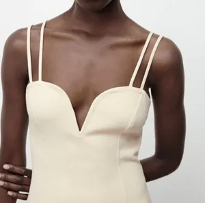 Zara sweetheart neckline mini dress in cream NEW thumbnail 4