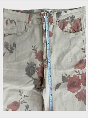Easel Floral Print Barrel Denim Pants Size M thumbnail 4